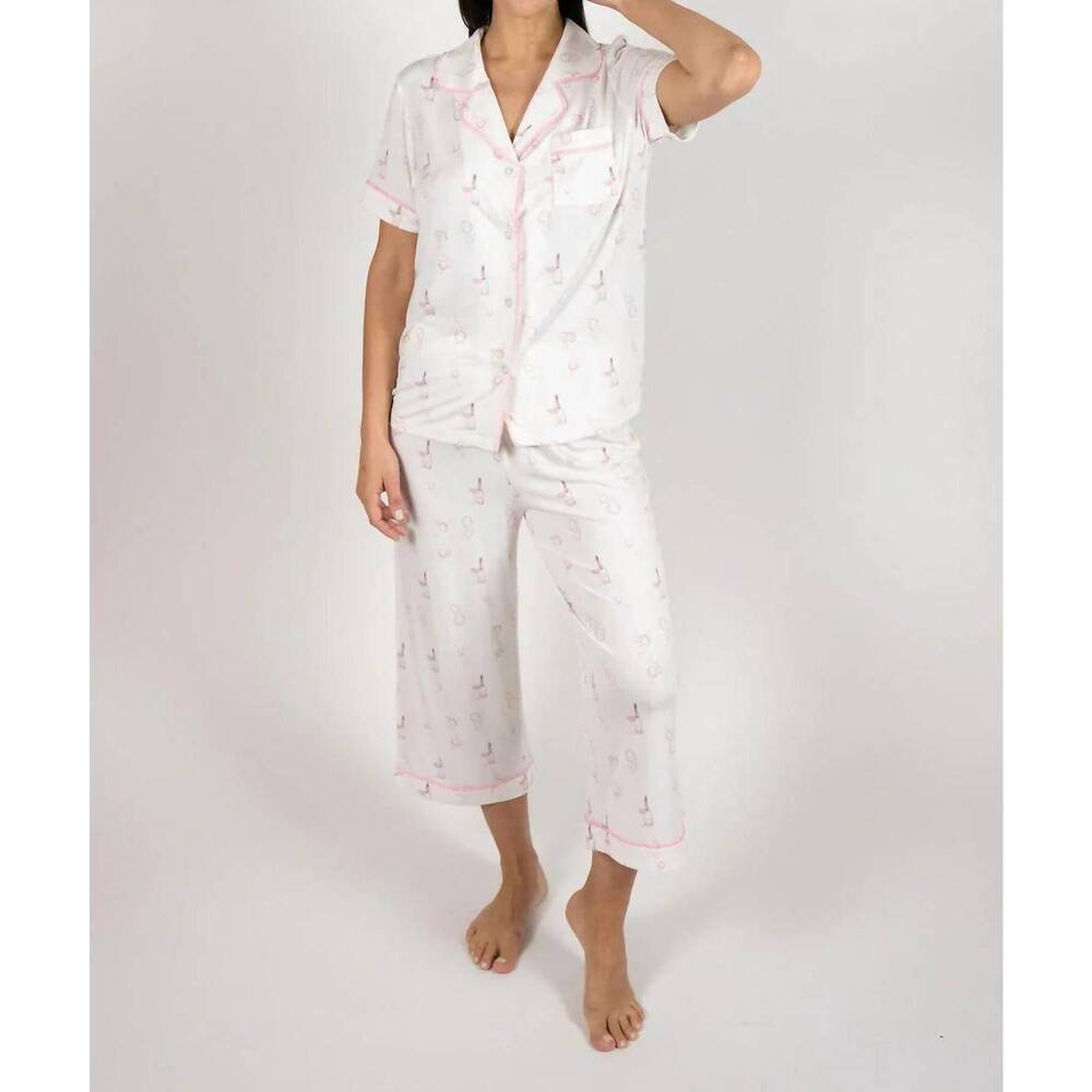 NEW ASPEN DREAM jolene cropped pajama set in rose bubbles